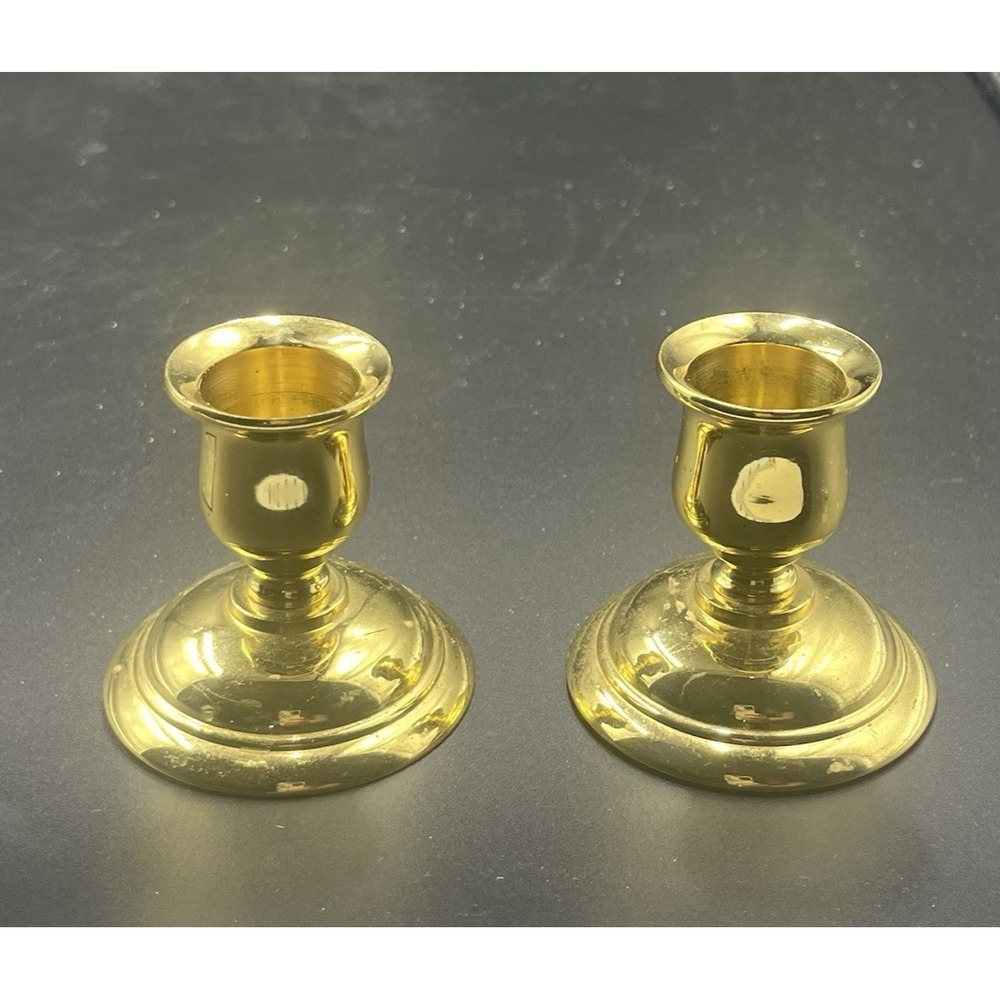 2 Partylite Gold Brass Candlestick Holders Candle  Vtg‎ Decor